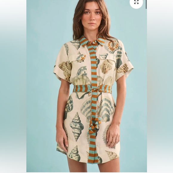 HUNTER BELL Dresses & Skirts - Hunter Bell, NICOLE DRESS, Shell Print Belted Mini Dress new with tags, XS
